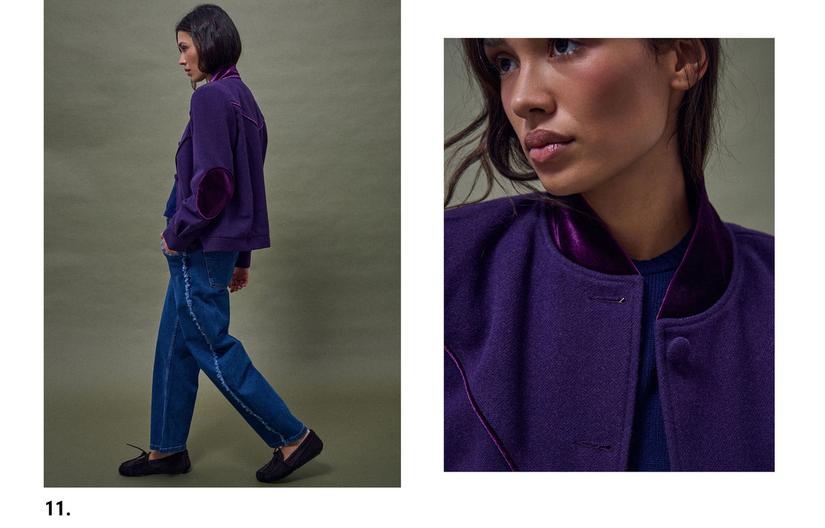 Bomber Terciopelo Contraste Morado