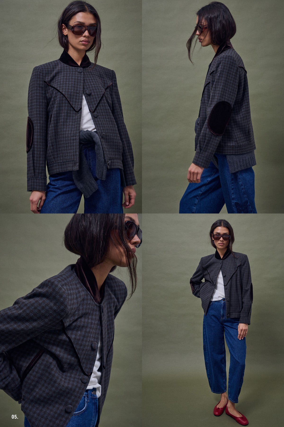 Bomber Terciopelo Contraste Mezcla Lana Marrón