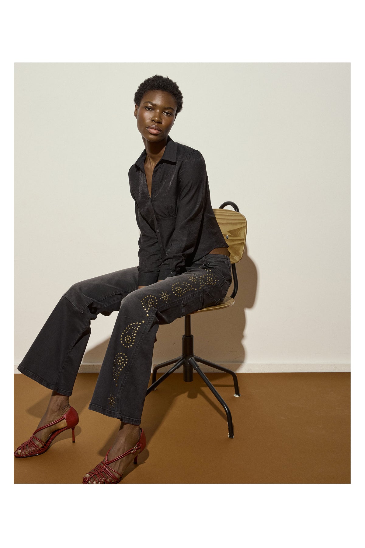 Camisa Botones Pinzas Negro