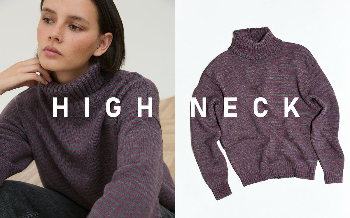 Pull Gris à Col Roulé et Rayures