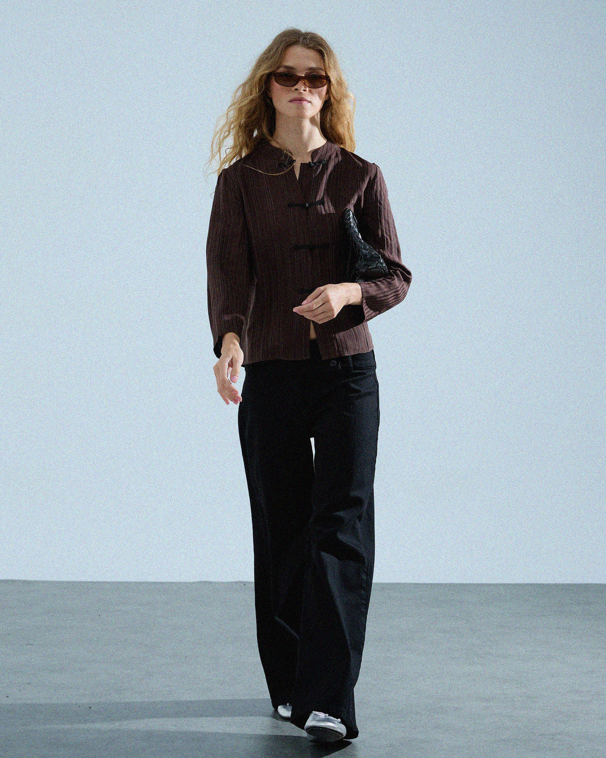 Blusa Tejido Rayas Alamares Marrón