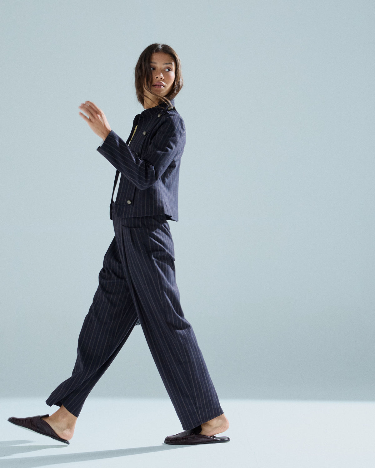 Pantalons Pinça Butxaques Blau Fosc
